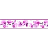 Samolepící bordura květy orchidejí fialové 5 m x 5,8 cm