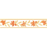 Samolepící bordura květy oranžové se béžovými listy 5 m x 5,8 cm