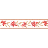 Samolepící bordura květy červené se hnědými listy 5 m x 5,8 cm - POSLEDNÍ KUSY
