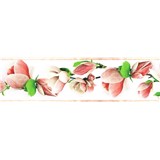Samolepící bordura větve s květy růžové 5 m x 8,3 cm