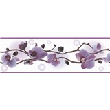 Samolepící bordura orchidej světle fialová 5 m x 8,3 cm - POSLEDNÍ KUSY