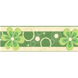Samolepící bordury květy zelené 5 m x 6,9 cm - POSLEDNÍ KUSY
