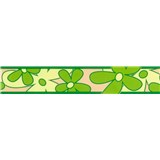 Samolepící bordura - květy zelené 5 m x 6,9 cm