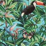 Vliesové tapety na zeď IMPOL Paradisio 2 fauna a flora na tyrkysovém podkladu