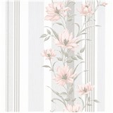 Vliesové tapety na zeď IMPOL Finesse květy růžové s šedými pruhy