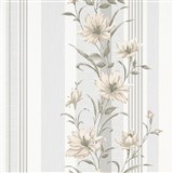 Vliesové tapety na zeď IMPOL Finesse květy hnědé s šedými pruhy