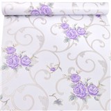Samolepící tapety fialové pivoňky s ornamenty 45 cm x 10 m