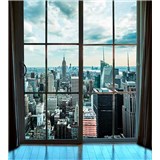 Vliesové fototapety výhled z okna na Manhattan rozměr 225 cm x 250 cm