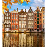 Vliesové fototapety domy v Amsterdamu rozměr 225 cm x 250 cm