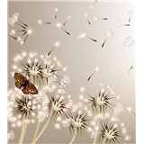 Vliesové fototapety pampelišky a motýli rozměr 225 cm x 250 cm