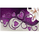 Fototapety srdce fialové s lilií rozměr 368 cm x 254 cm