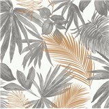 Vliesové tapety na zeď IMPOL Jungle Fever palmové listy zlato-šedé