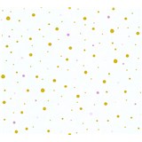 Dětské vliesové tapety na zeď Little Stars tečky zlaté a růžové na bílém podkladu