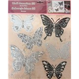 Samolepky na zeď - motýli stříbrno-černí 31,5 x 30,5 cm