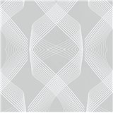 Vliesové tapety na zeď Natalia 3D geometrický vzor bílý na šedém podkladu