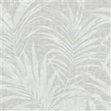 Vliesové tapety na zeď IMPOL IVY palmové listy metalicky bílé na šedém podkladu
