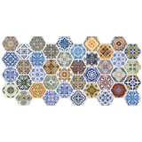 Obkladové panely 3D PVC rozměr 973 x 492 mm hexagon barevný Patchwork