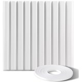 Obkladové panely 3D PVC SLATS bílý rozměr 500 x 500 mm, tloušťka 1 mm
