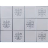 Obkladové panely 3D PVC rozměr 440 x 580 mm obklad malý bílý se stříbrným dekorem