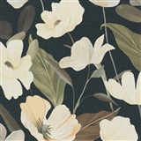Vliesové tapety na zeď Secret Garden stylizované květy na tmavém podkladu