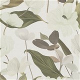 Vliesové tapety na zeď Secret Garden stylizované květy zelené na bílém podkladu
