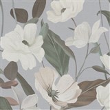 Vliesové tapety na zeď Secret Garden stylizované květy na šedém podkladu