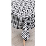 Ubrusy návin 20 m x 140 cm retro geometrický vzor černo-bílý