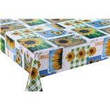 Ubrus metráž návin 20 m x 140 cm slunečnice pod modrou oblohou