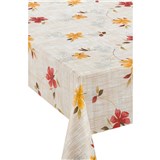 Ubrus metráž návin 20 m x 140 cm červeno-žluté květy na hnědém podkladu