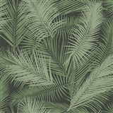 Vliesové tapety na zeď IMPOL EDEN palmové listy zelené s metalickým odleskem