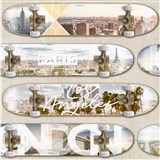 Vliesové tapety na zeď IMPOL Loft skateboardy na hnědém podkladu