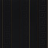 Luxusní vliesové tapety na zeď Versace III řecký klíč černý se zlatými proužky