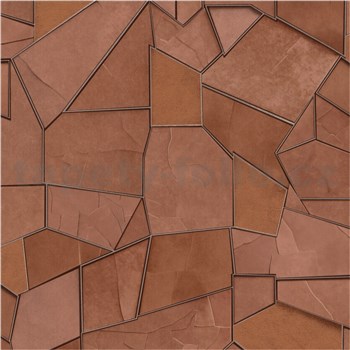 Vliesové tapety na zeď ELLE DECORATION 4 geometrický vzor cihlovo-červený