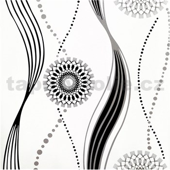 Samolepící fólie vlnovky s vločkami černo-bílé 45 cm x 10 m