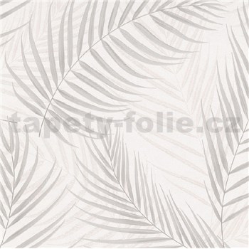 Vliesové tapety na zeď IMPOL GMK palmové listy šedo-krémové na krémovém podkladu
