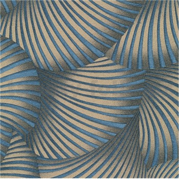 Vliesové tapety na zeď GMK Fashion for walls  5 3D twill zlatý na modrém podkladu