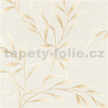 Vliesové tapety na zeď GMK Fashion for walls 5 lístky béžové na krémovém pokladu