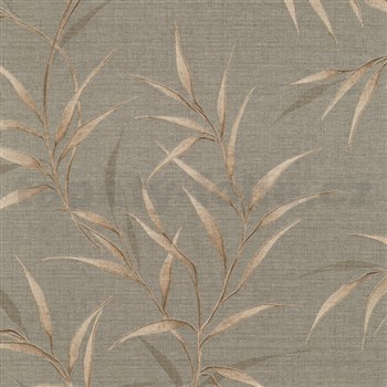 Vliesové tapety na zeď GMK Fashion for walls 5 lístky niklové na béžovém pokladu