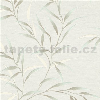 Vliesové tapety na zeď GMK Fashion for walls 5 lístky modro-béžové na bílém podkladu