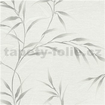 Vliesové tapety na zeď GMK Fashion for walls 5 lístky stříbrné na bílém pokladu