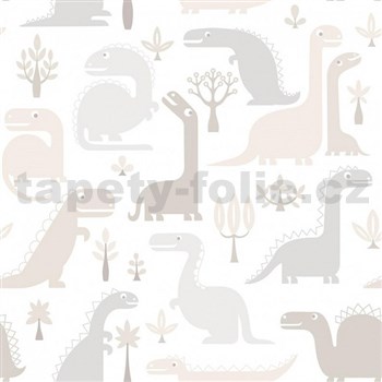Vliesové tapety na zeď dinosaurus hnědo-šedý