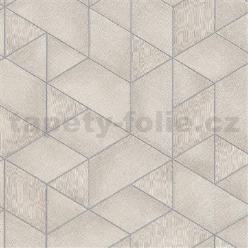 Vliesové tapety na zeď IMPOL HIT geometrický vzor béžový se stříbrnou spárou