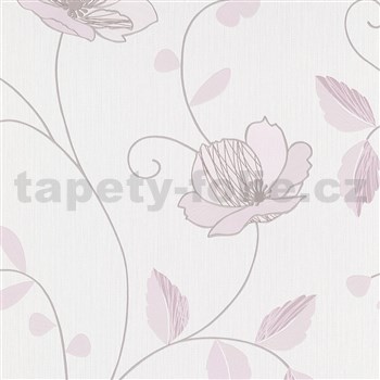 Vliesové tapety na zeď IMPOL HIT CYRILLE květy Trésor růžové na bílém podkladu