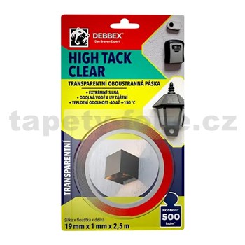 Oboustranná páska HIGH TACK CLEAR 19mm x 2,5m - BLISTR