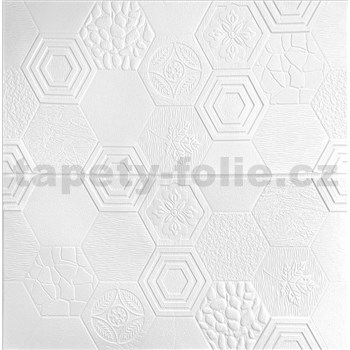 Samolepící pěnové 3D panely rozměr 70 x 67,5 cm, hexagony bílé s dekorem - POSLEDNÍ KUSY