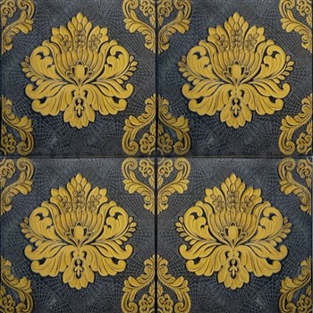 Samolepící pěnové 3D panely rozměr 68 x 67,5 cm, ornamenty zlaté na černém podkladu