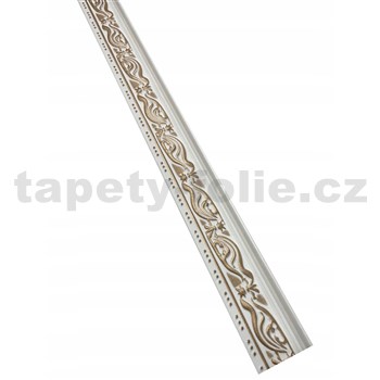 Polystyrenové dekorativní lišty, rozměr 2000 x 50 x 90 mm, vlnovky bílo-zlaté