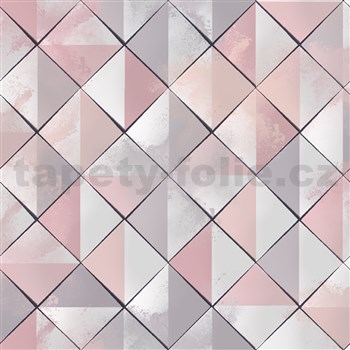 Vliesové tapety na zeď IMPOL Pop trojúhelníky růžovo-šedá