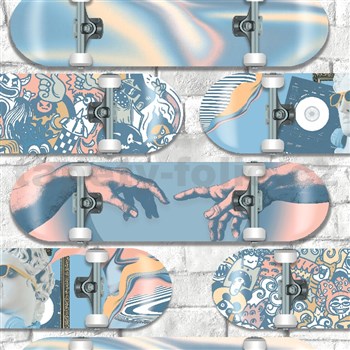 Vliesové tapety na zeď IMPOL Pop skateboardy modré