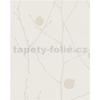 Vliesové tapety na zeď Summer Time větve s listy hnědo-krémové
